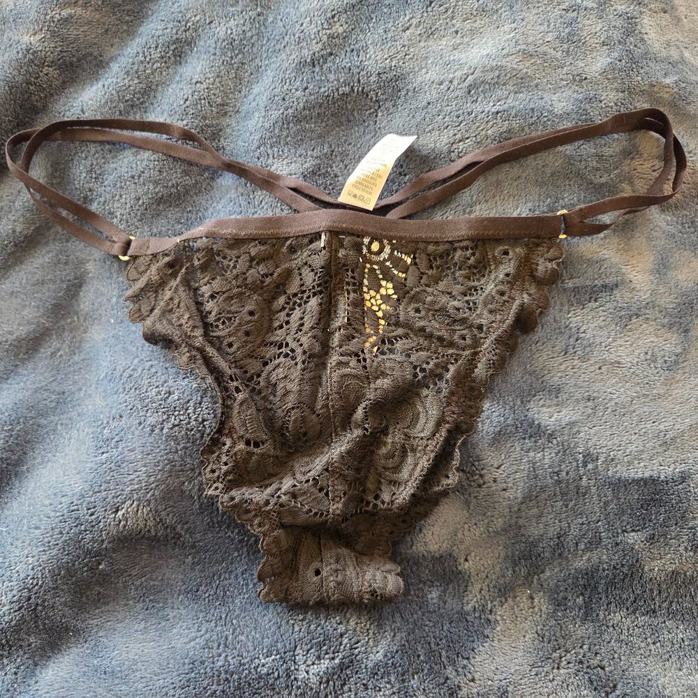 Aerie lace black double strap G-string panties!